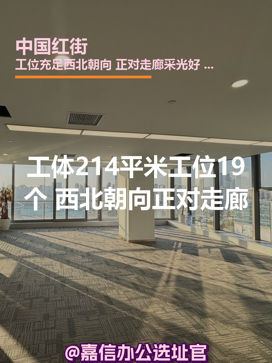 工体214平米工位19个 西北朝向正对走廊