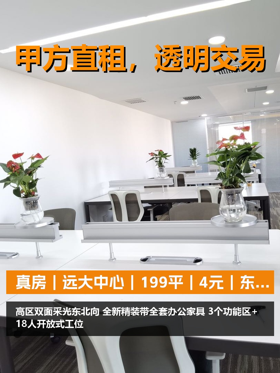 真房｜远大中心｜199平｜4元｜东北向双面采光